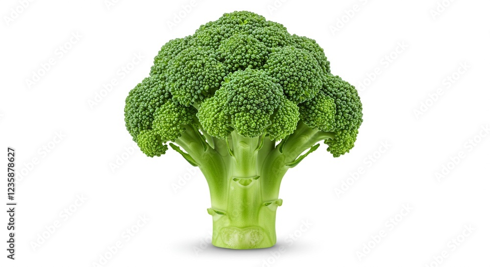 Fresh Green Broccoli Floret Healthy Vegetable Isolated on White Background Nutrition Food