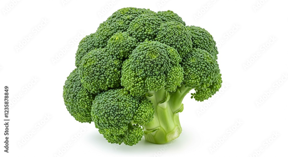 Fresh Green Broccoli Floret Healthy Vegetable Dietary Food Close up Studio Shot on White Background Fresh Green Broccoli Floret Healthy Vegetable Dietary Food Close up Studio Shot on White Background