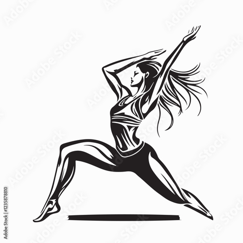 Energetic Young Gymnast Woman Dancing image vector isolated on white background.