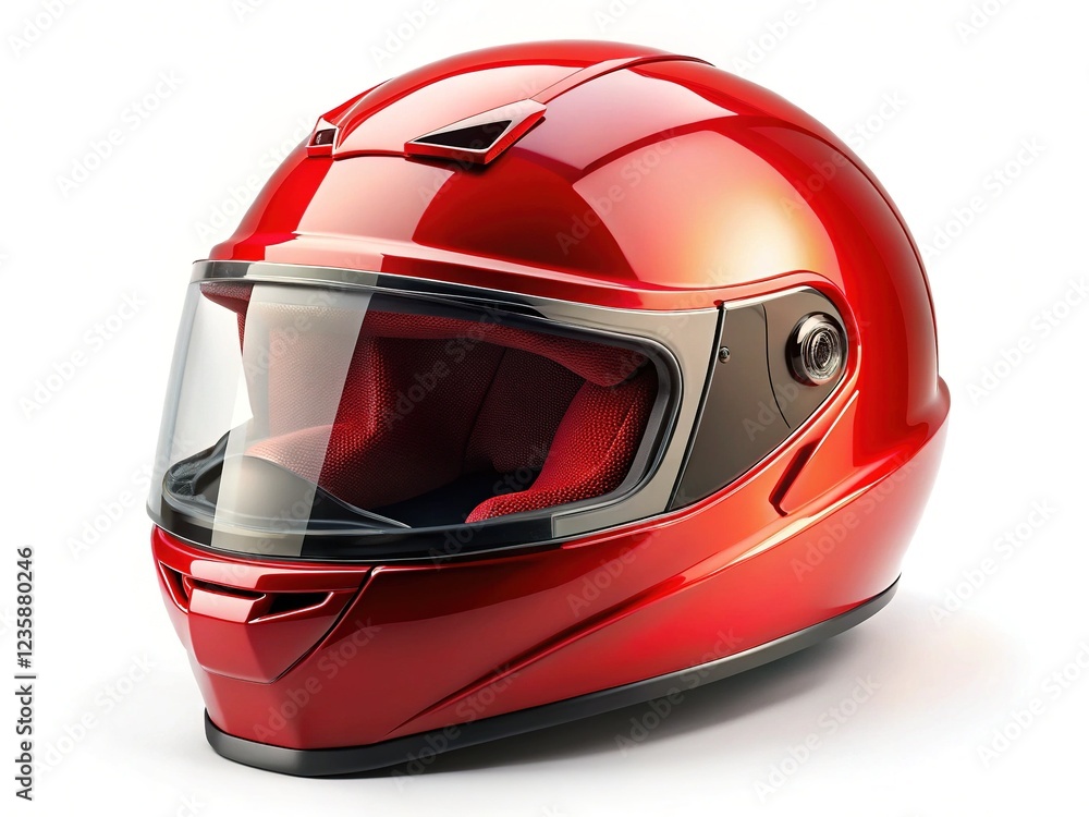 A vibrant, realistic 8K panorama of a red motorcycle helmet, rendered with AI detail. A vibrant, realistic 8K panorama of a red motorcycle helmet, rendered with AI detail.