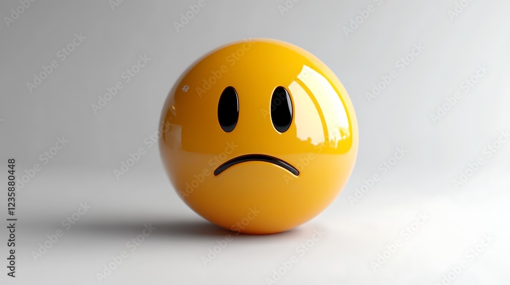 3D Sad Emoji, Digital Art, Light Background, Illustrative Mood 3D Sad Emoji, Digital Art, Light Background, Illustrative Mood