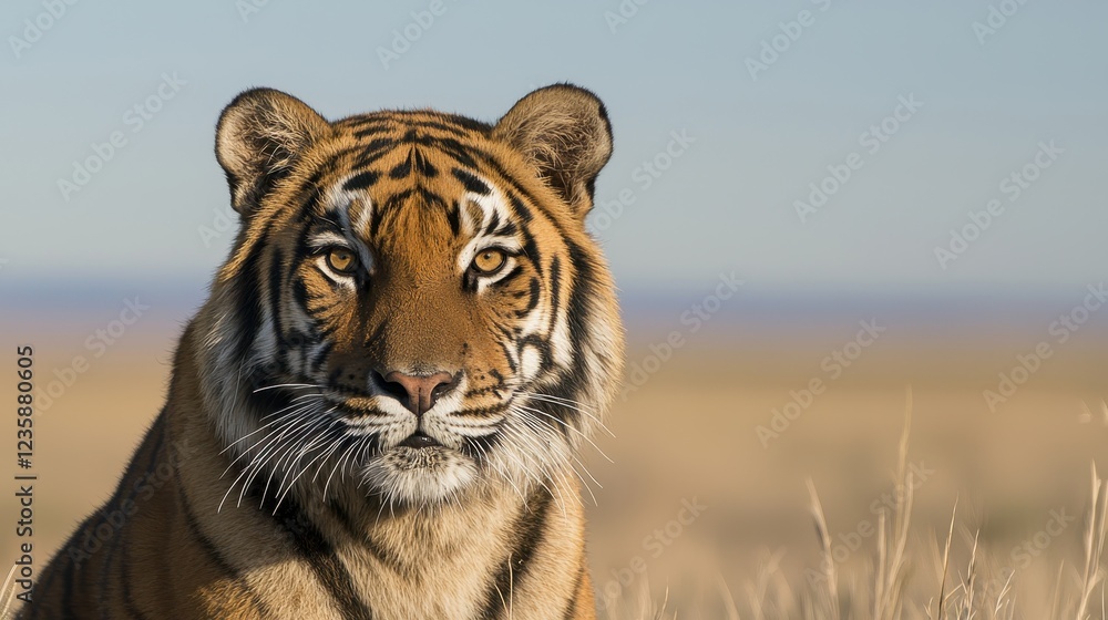 Naklejka premium Majestic Tiger in Natural Habitat Displaying Strength