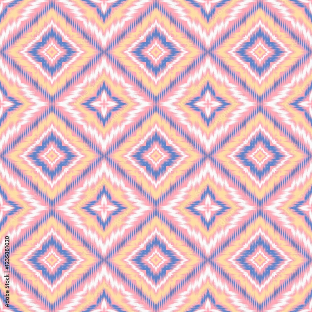 Seamless Ikat ethnic traditional Textile pattern geometric abstract folklore ornament Tribal ethnic illustration background design for print, clothing, scarf Seamless Ikat ethnic traditional Textile pattern geometric abstract folklore ornament Tribal ethnic illustration background design for print, clothing, scarf