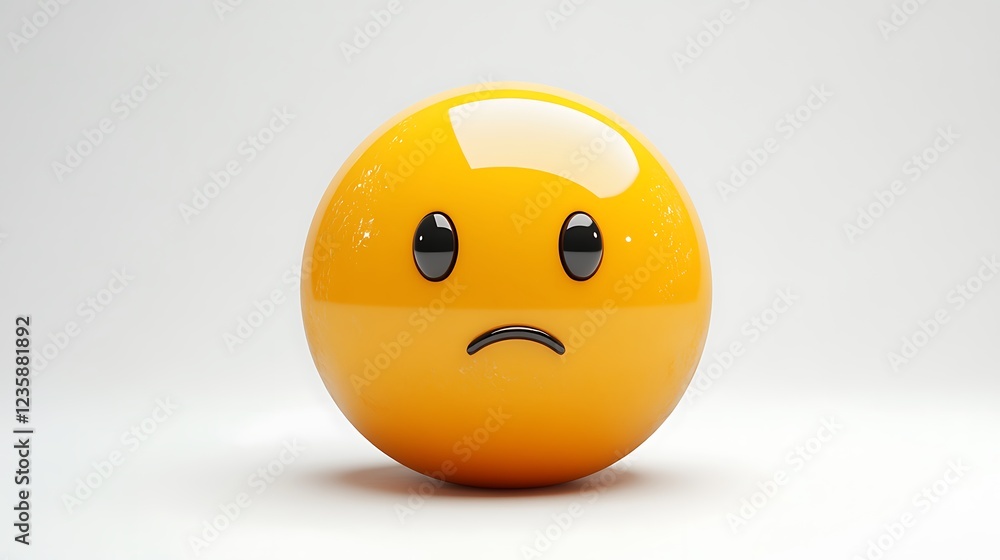 3D Sad Emoji on White Background