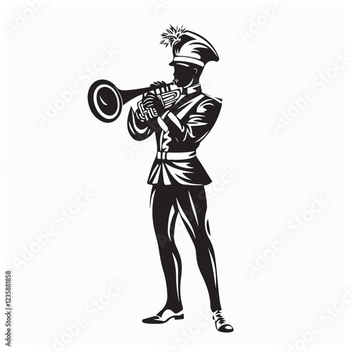 Marching Band Vector Images. Silhouette Marching Band Vector Images isolated on white background.