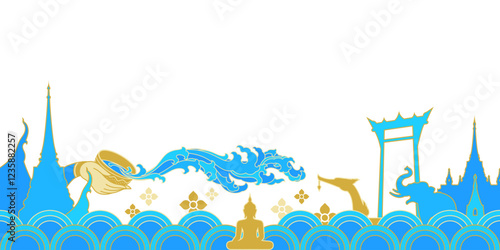 songkran thailand water festival flat illustration