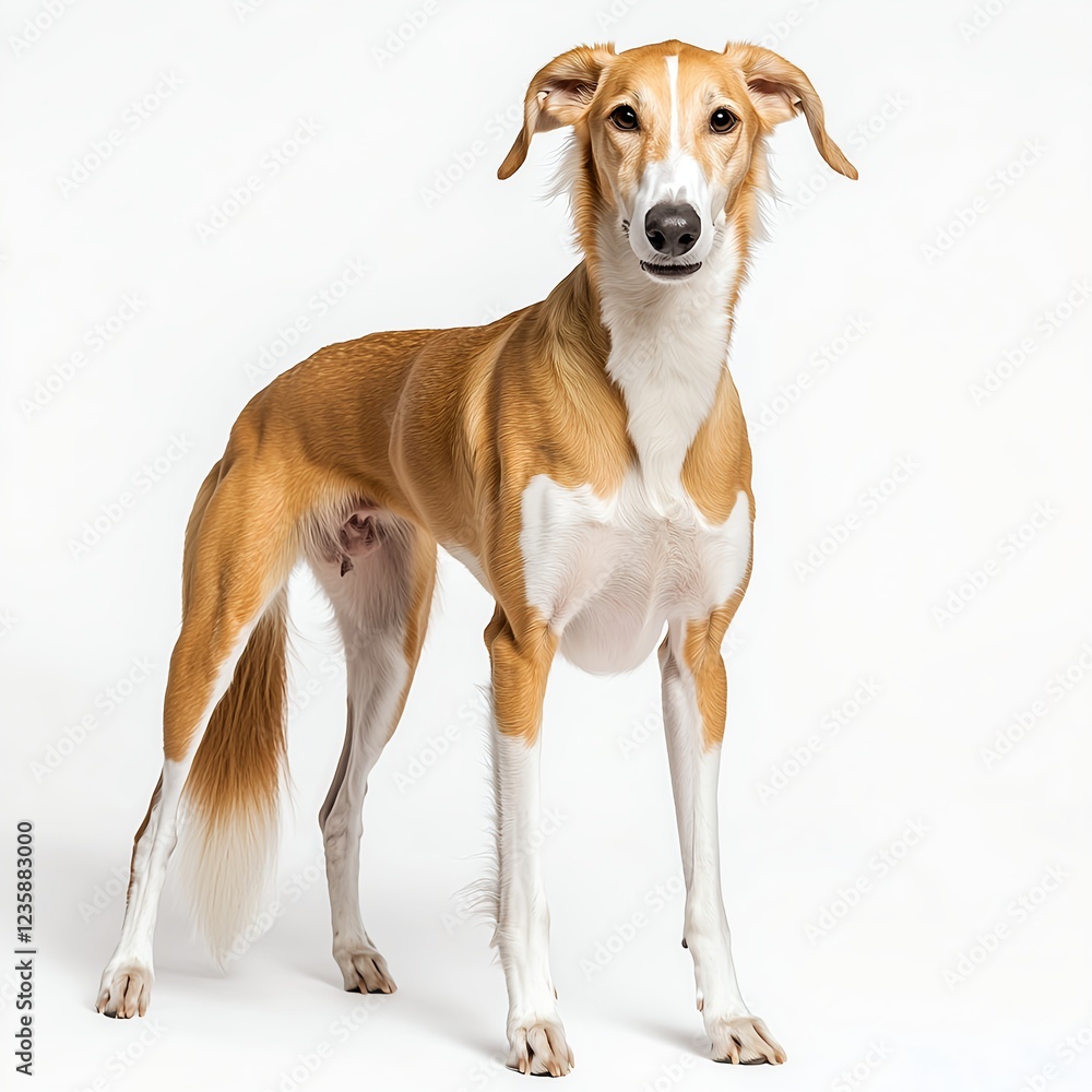 Elegant and Graceful Dog Posing on White Background Elegant and Graceful Dog Posing on White Background