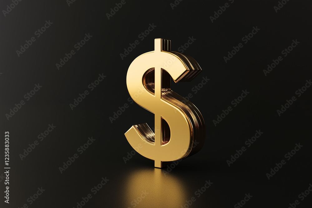 3D render of golden Dollar Currency money icon. Money saving, investment, financeand banking Generative Ai. 3D render of golden Dollar Currency money icon. Money saving, investment, financeand banking Generative Ai.