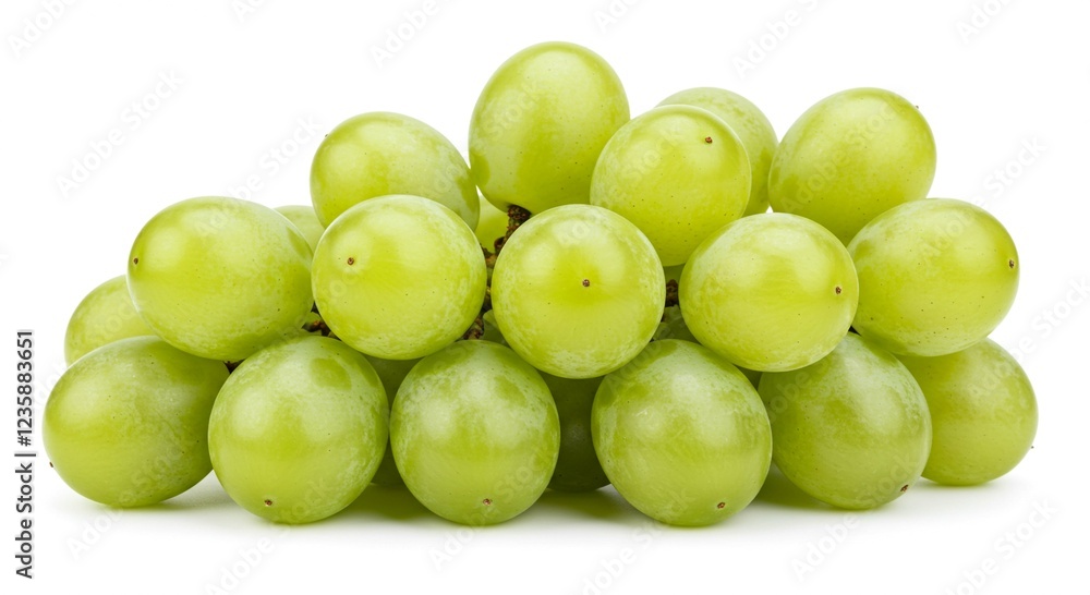 Fresh Green Grapes Bunch Juicy Sweet Fruit Cluster Isolated on White Background Fresh Green Grapes Bunch Juicy Sweet Fruit Cluster Isolated on White Background