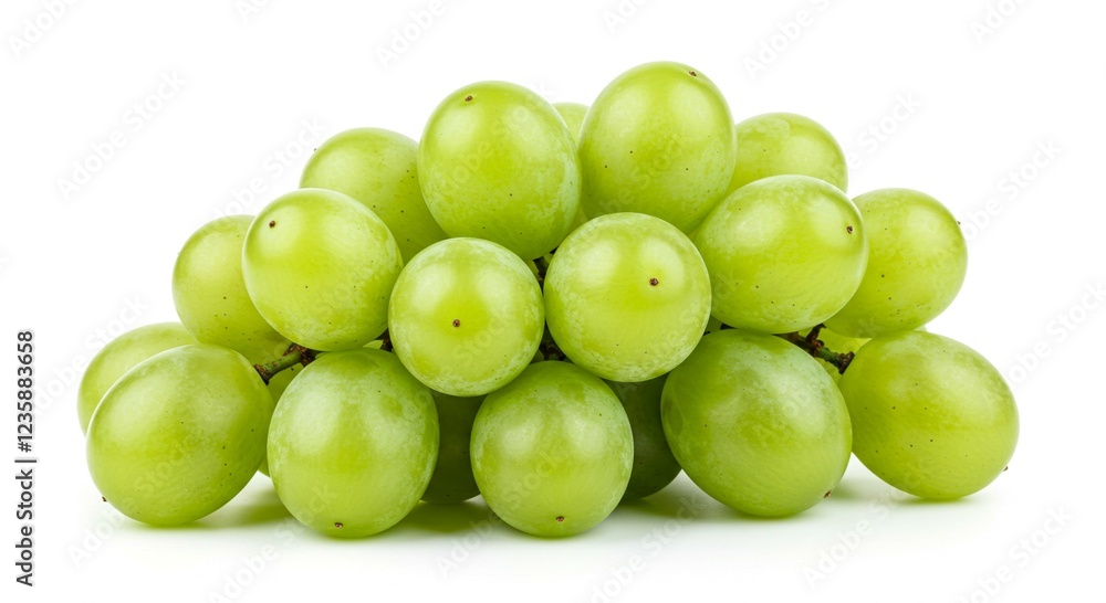 Fresh Green Grapes Bunch Juicy Summer Fruit Healthy Eating Isolated White Background Fresh Green Grapes Bunch Juicy Summer Fruit Healthy Eating Isolated White Background