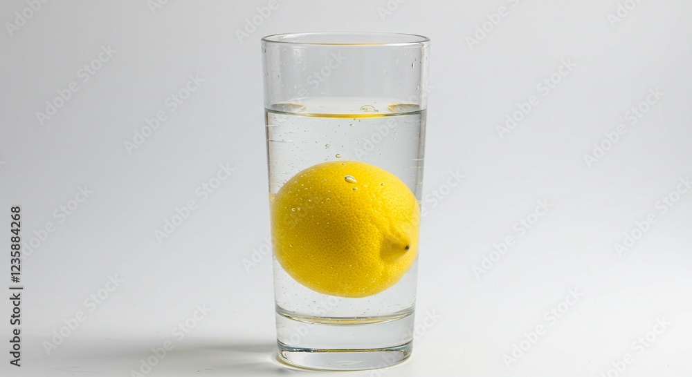 Refreshing Lemon in Glass of Water Bubbly Healthy Citrus Drink Refreshing Lemon in Glass of Water Bubbly Healthy Citrus Drink