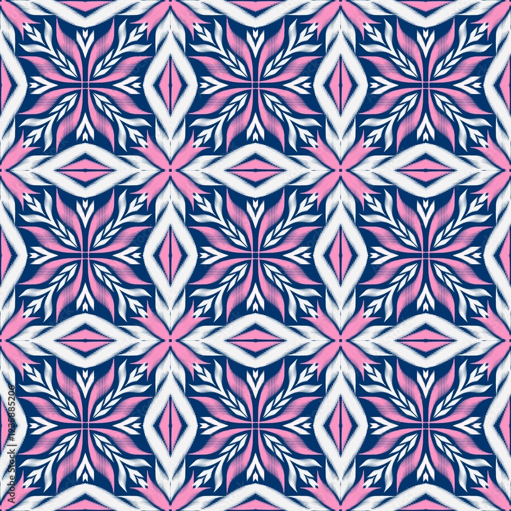 Seamless Ikat ethnic traditional Textile pattern geometric abstract folklore ornament Tribal ethnic illustration background design for print, clothing, scarf Seamless Ikat ethnic traditional Textile pattern geometric abstract folklore ornament Tribal ethnic illustration background design for print, clothing, scarf
