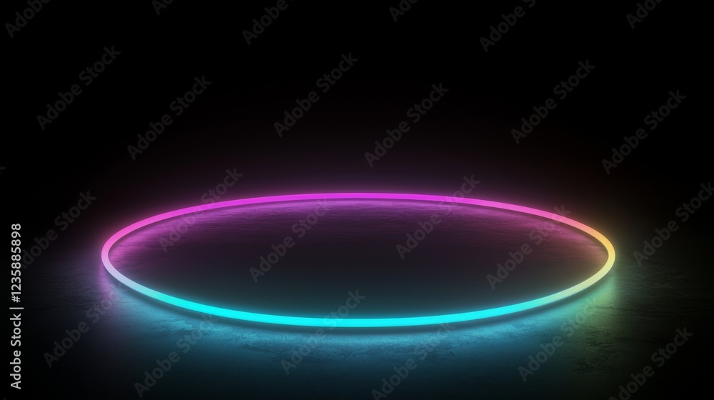 Vibrant Floating Circular Platform with Neon Glow on Dark Background Vibrant Floating Circular Platform with Neon Glow on Dark Background