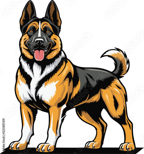 Belgian Malinois dog mascot logo design concept vector illustration white background