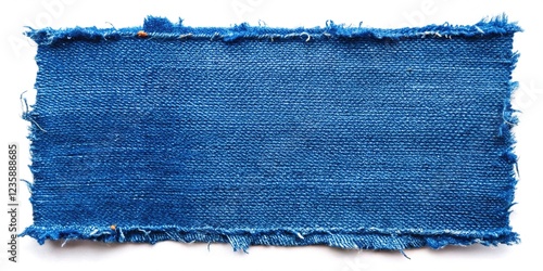 Piece of torn denim on a white background