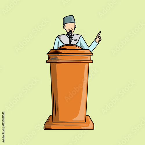 Muslim imam giving a sermon in the pulpit