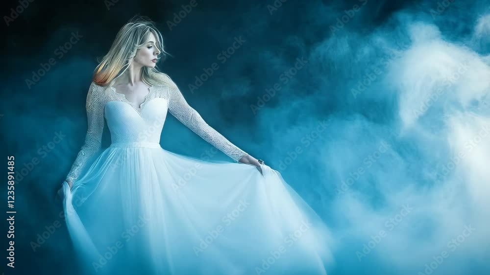 A dream ethereal, diaphanous feminine character A dream ethereal, diaphanous feminine character