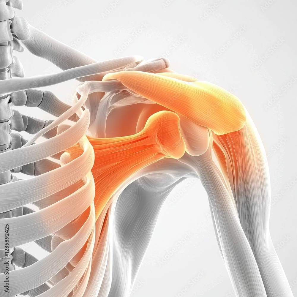 custom made wallpaper toronto digitalAnatomical illustration of a human shoulder with highlighted bone structure and details of the shoulder joint