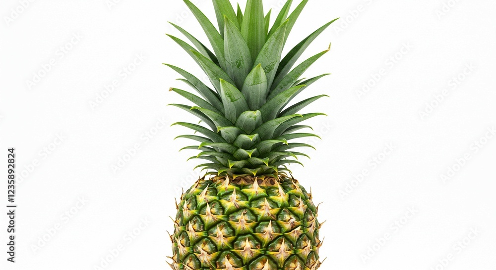 Fototapeta premium Fresh Ripe Pineapple Fruit Isolated on White Background Tropical Summer Food