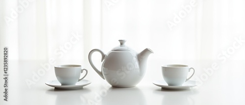 Wallpaper Mural White Tea Set - Elegant Ceramic Teaware Torontodigital.ca