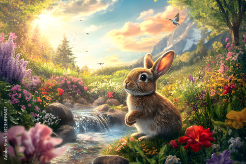 A Bunny's Adventure in a Magical Flower Garden
