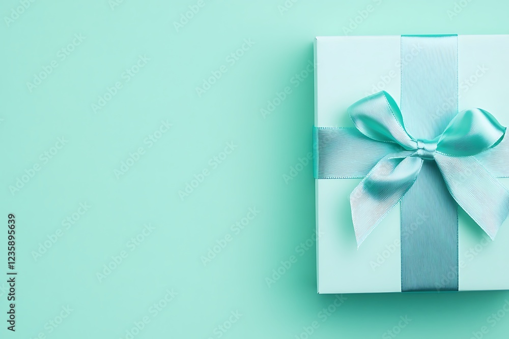 Mint Green Gift Box with Elegant Ribbon Mint Green Gift Box with Elegant Ribbon