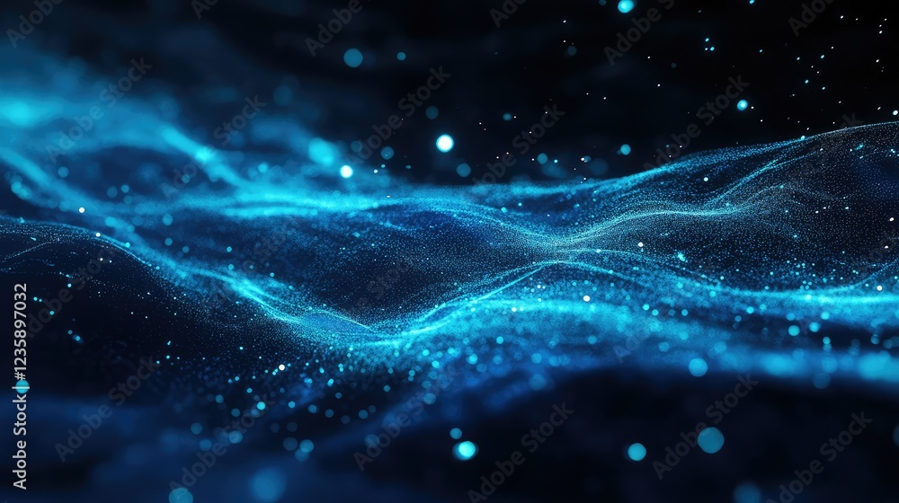 Blue Waves of Light and Energy Flowing in a Dynamic Abstract Pattern, Creating a Mystical and Enigmatic Atmosphere in a Dark Background Blue Waves of Light and Energy Flowing in a Dynamic Abstract Pattern, Creating a Mystical and Enigmatic Atmosphere in a Dark Background