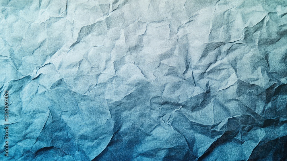 Obraz premium Textured Blue Gradient Background of Crumpled Paper with Vivid Tones and Soft Shadow, Ideal for Creative Designs, Wallpapers, and Digital Art Projects