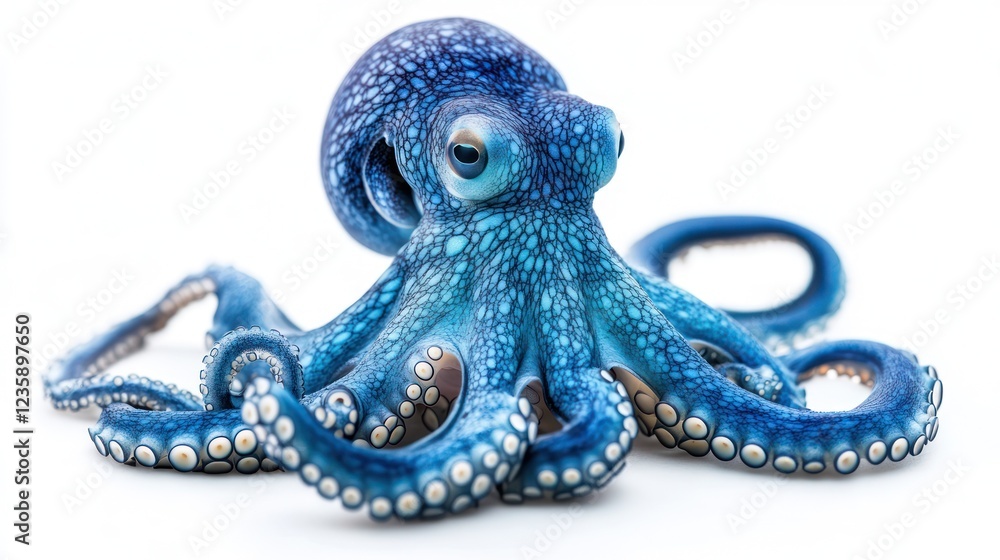 Fototapeta premium Stunning Blue Octopus: A Captivating Underwater Portrait