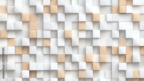 Wallpaper Mural Abstract Beige and White Cubes Wall Texture, 3D Render, Modern Background, Website Design Torontodigital.ca