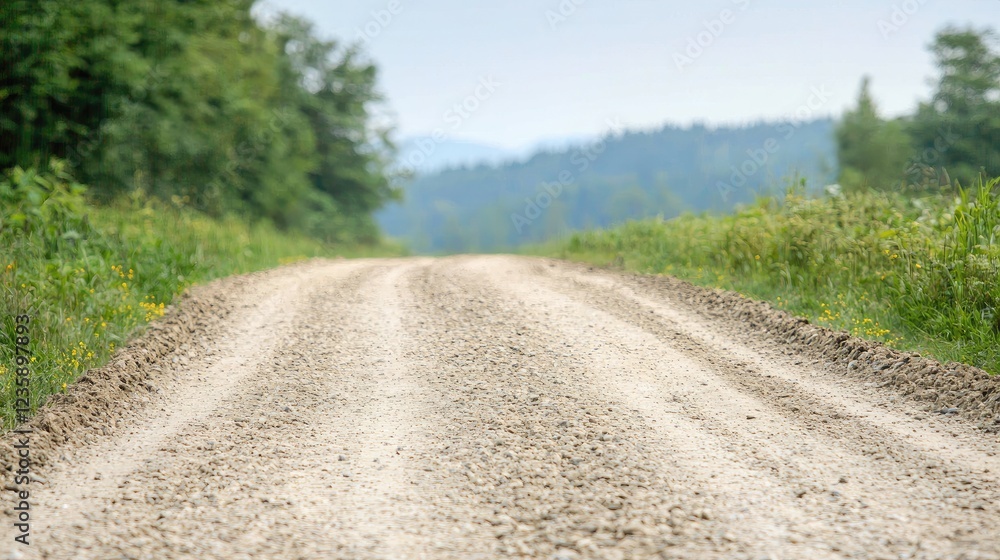 Naklejka premium Gravel road disappearing into a forest