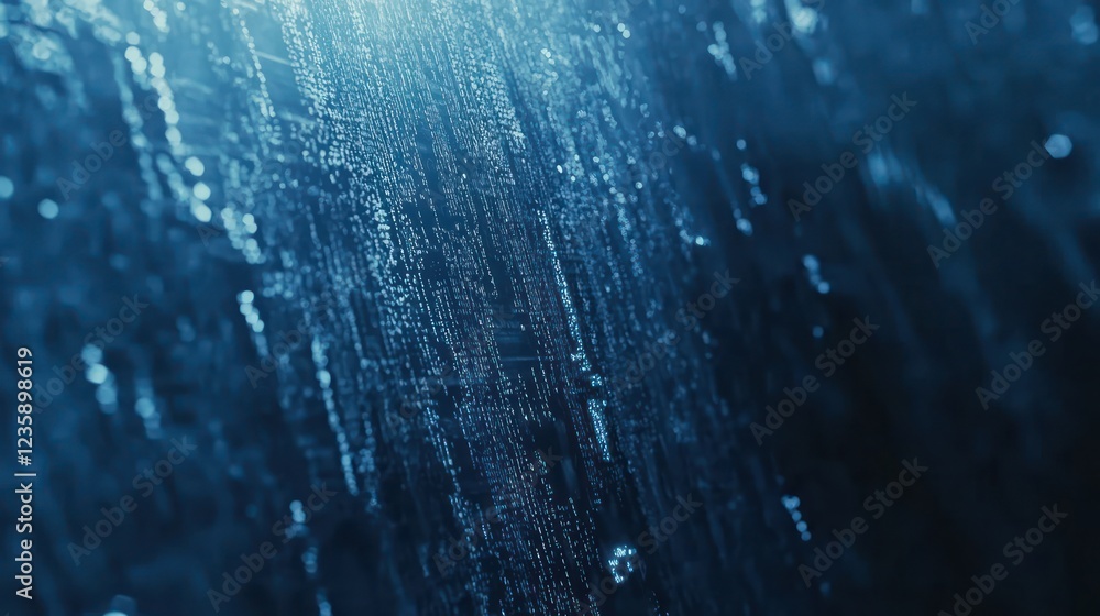 Fototapeta premium Abstract Digital Data Stream: A Deep Blue Visualization of Information Flow