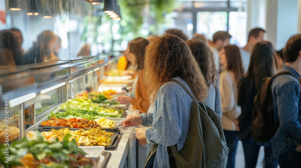 Fototapeta premium Diverse Crowd Enjoying Buffet Dining Experience