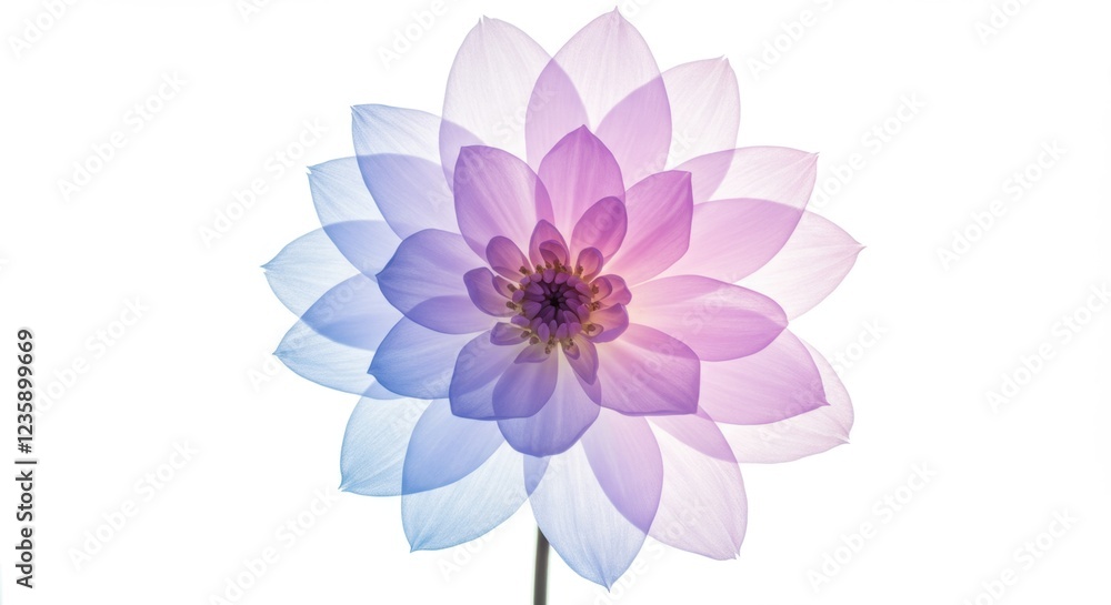 Beautiful layered lotus flower with soft pastel colors on a white background Beautiful layered lotus flower with soft pastel colors on a white background