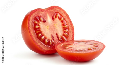 Fresh Red Tomato Halves Juicy Slices Healthy Food Ingredient Culinary Photography