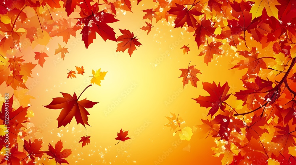 Autumn leaves falling, warm sunlight, animated background, nature illustration, suitable for seasonal greeting cards Autumn leaves falling, warm sunlight, animated background, nature illustration, suitable for seasonal greeting cards