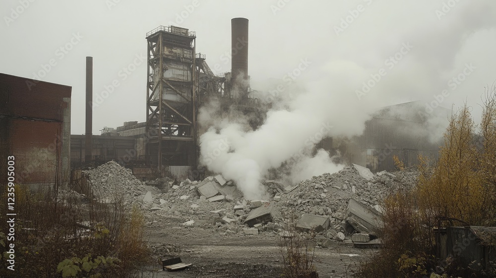 Fototapeta premium A factory producing recycled concrete from demolished buildings.