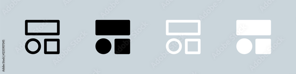 Grid icon set in black and white. Application signs vector illustration.