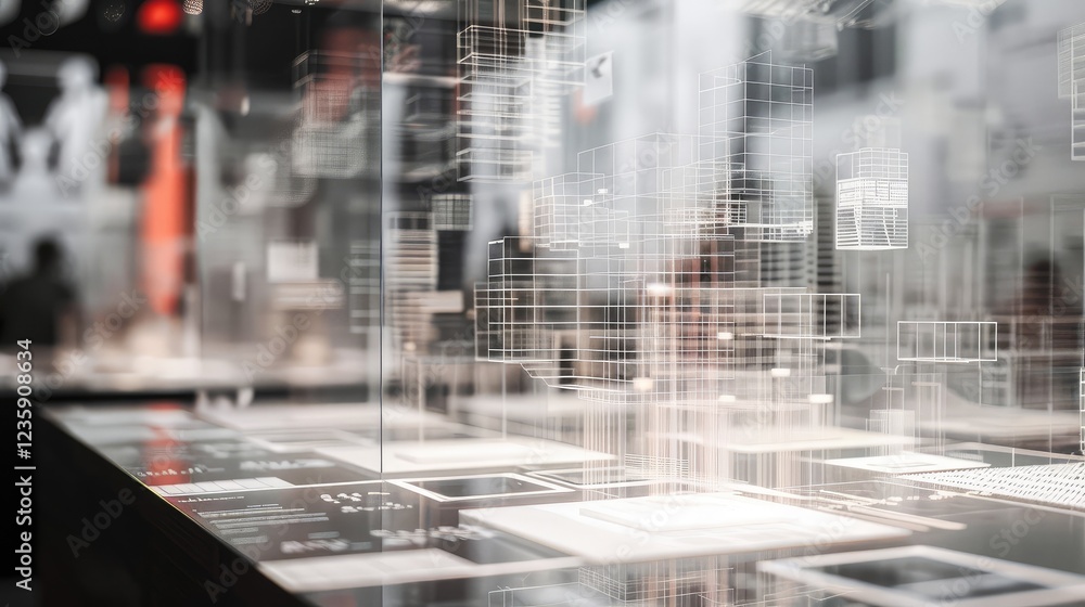 Fototapeta premium Futuristic Digital Interface in Modern Exhibition Space
