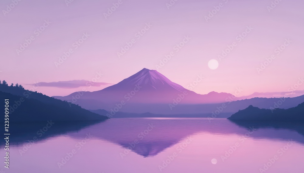 Serene Mountain Lake Sunset Peaceful Reflection Serene Mountain Lake Sunset Peaceful Reflection