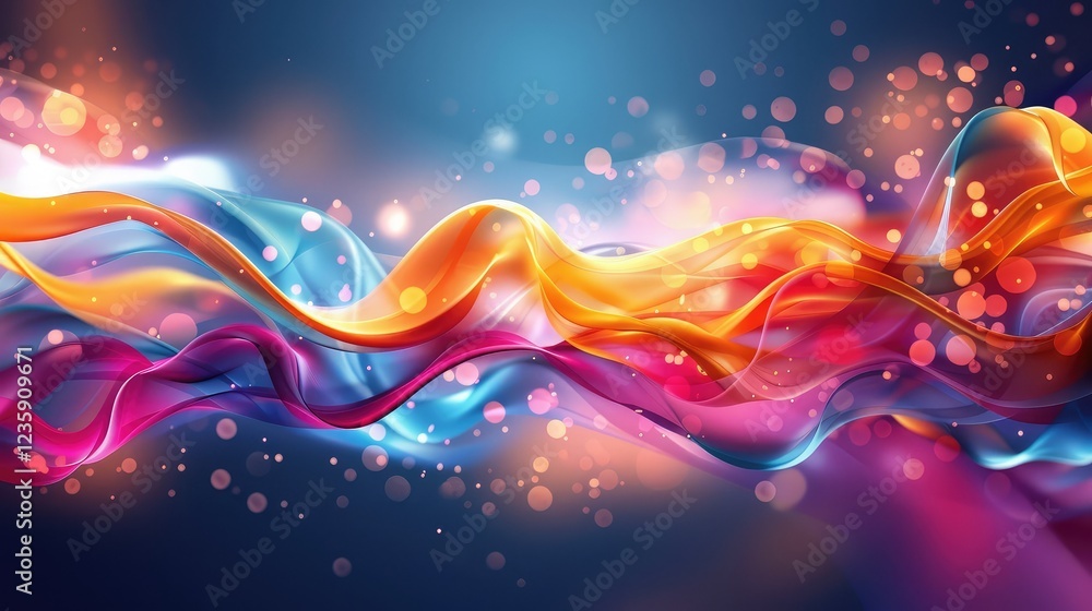 Fototapeta premium Vivid Abstract Waves with Colorful Light Trails