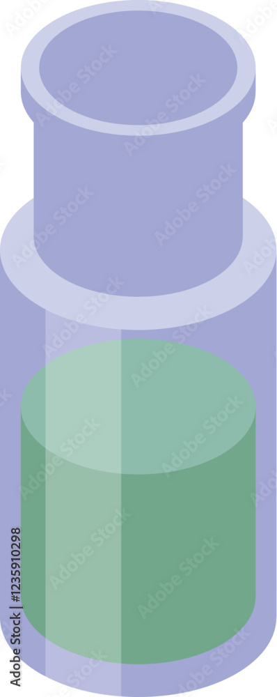 Green chemical liquid contained in a glass test tube, used for experiments in a scientific laboratory
