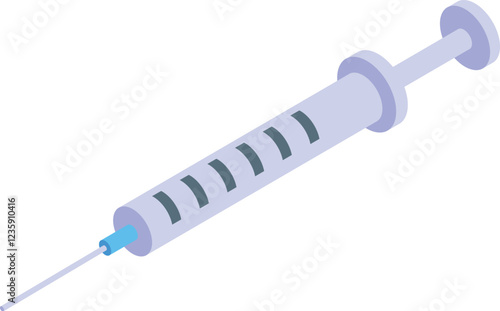 Isometric syringe injecting vaccine for healthcare, providing essential treatment