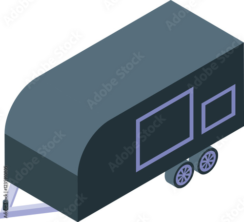 Horse trailer standing in a field for carrying horses or livestock, equine transport