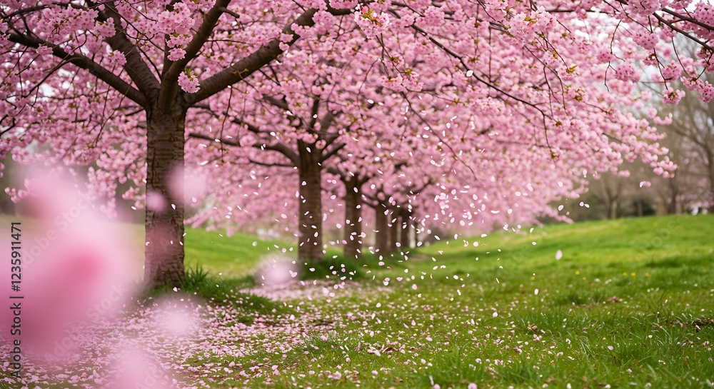 Naklejka premium Stunning Pink Cherry Blossom Trees in Spring