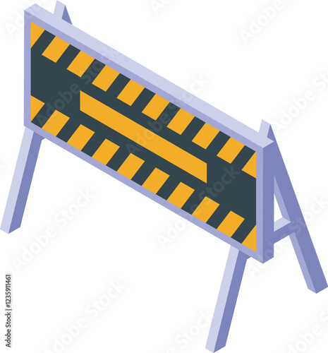 Isometric roadblock sign is blocking access to restricted area, indicating maintenance or construction work