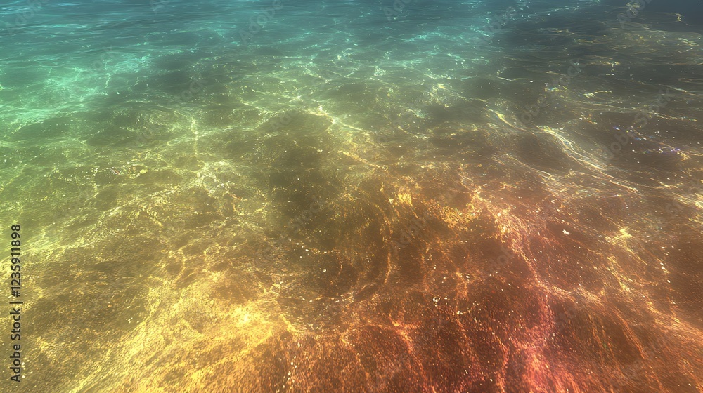 Obraz premium Underwater rainbow ripples, sunlit water, tranquil scene