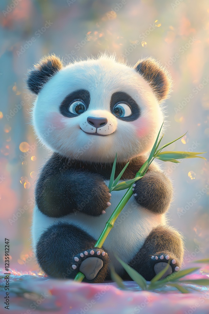 Adorable Baby Panda Cub Holding Bamboo Adorable Baby Panda Cub Holding Bamboo