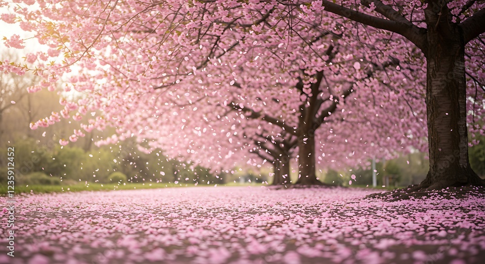 Naklejka premium Stunning Pink Cherry Blossom Tree Scene Spring Nature Photography