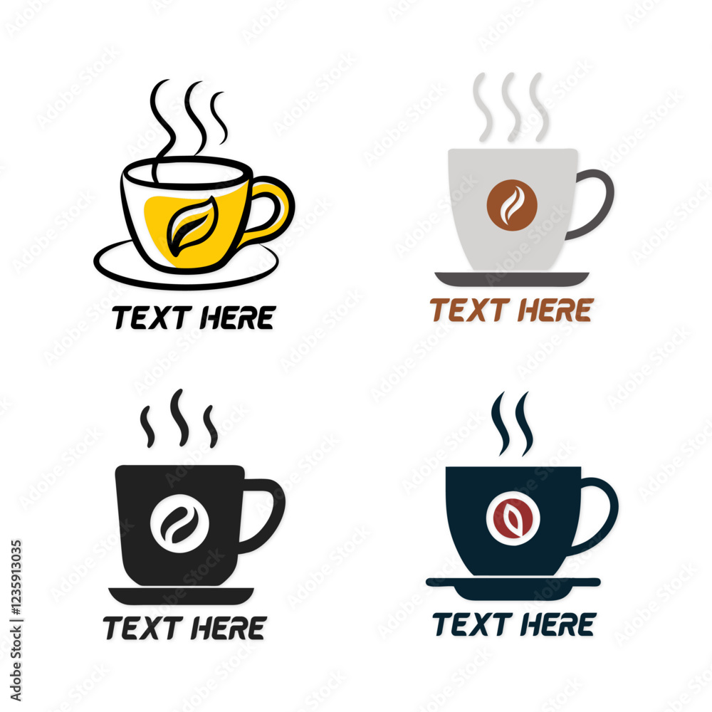 Obraz premium Elegant Coffee Cup Logo Collection Vector Design